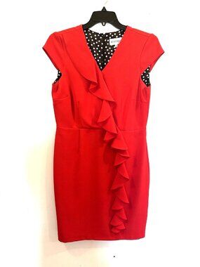 Red Studio I Women Faux wrap Sheath Dress Size 14 machine wash back zipper